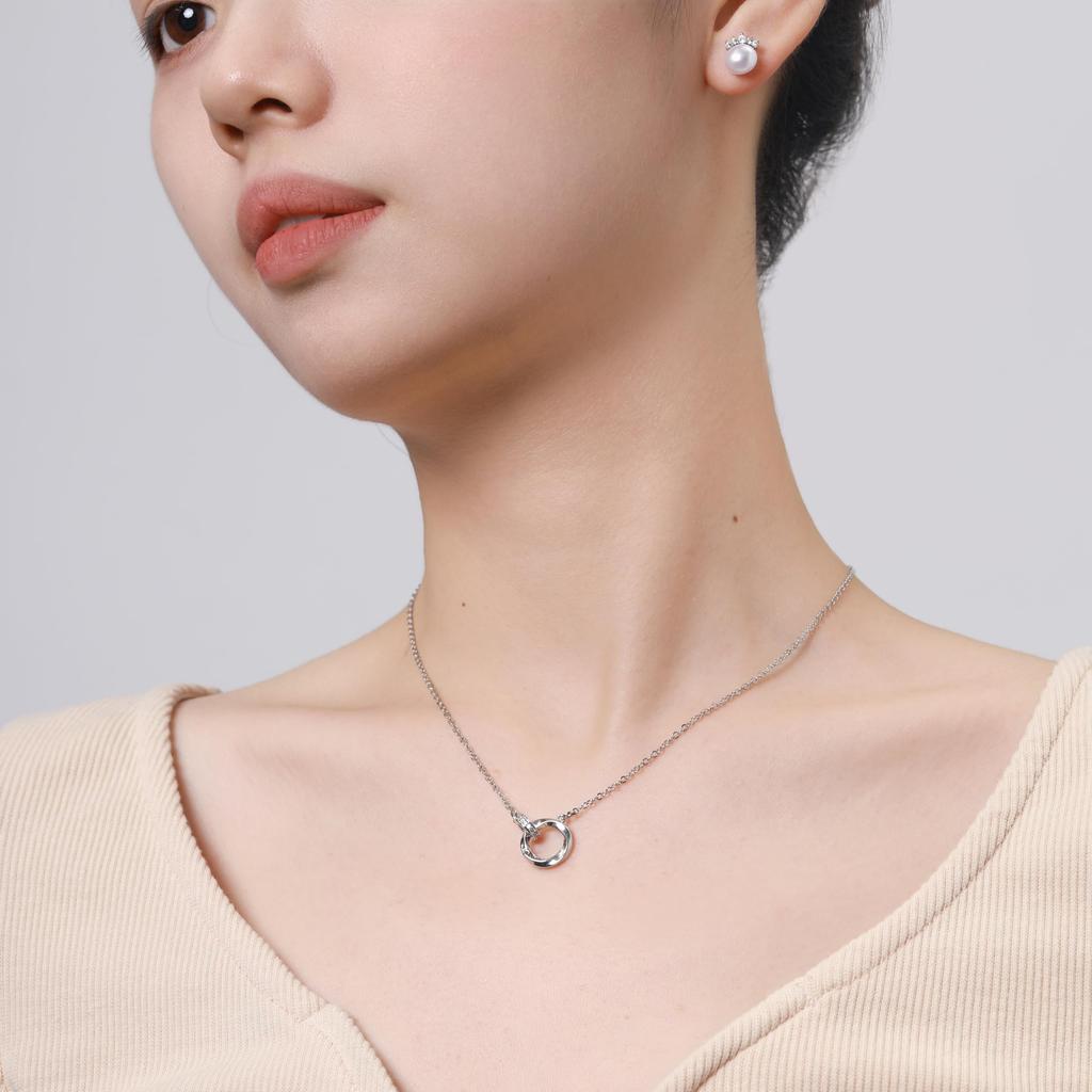 Surgical Stainless Clavicle Comes with Gift Box [Tasiso] Women's Necklace, Zirconia, Steel, Hypoallergenic, Pendant, Chain, Silver, Stylish, Cute,
