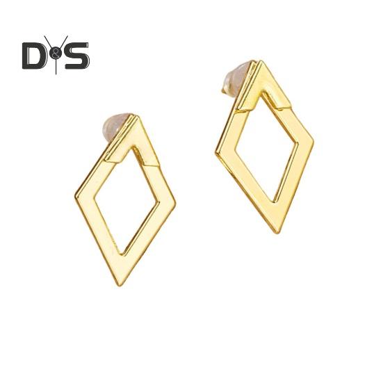 1 Par Pendientes Geométricos de Rombo para Mujer Hipoalergénicos Ligeros Minimalistas Pendientes Statement Pendientes de Tuerca Metálicos Huecos Cuadrados Delanteros Traseros Joyería