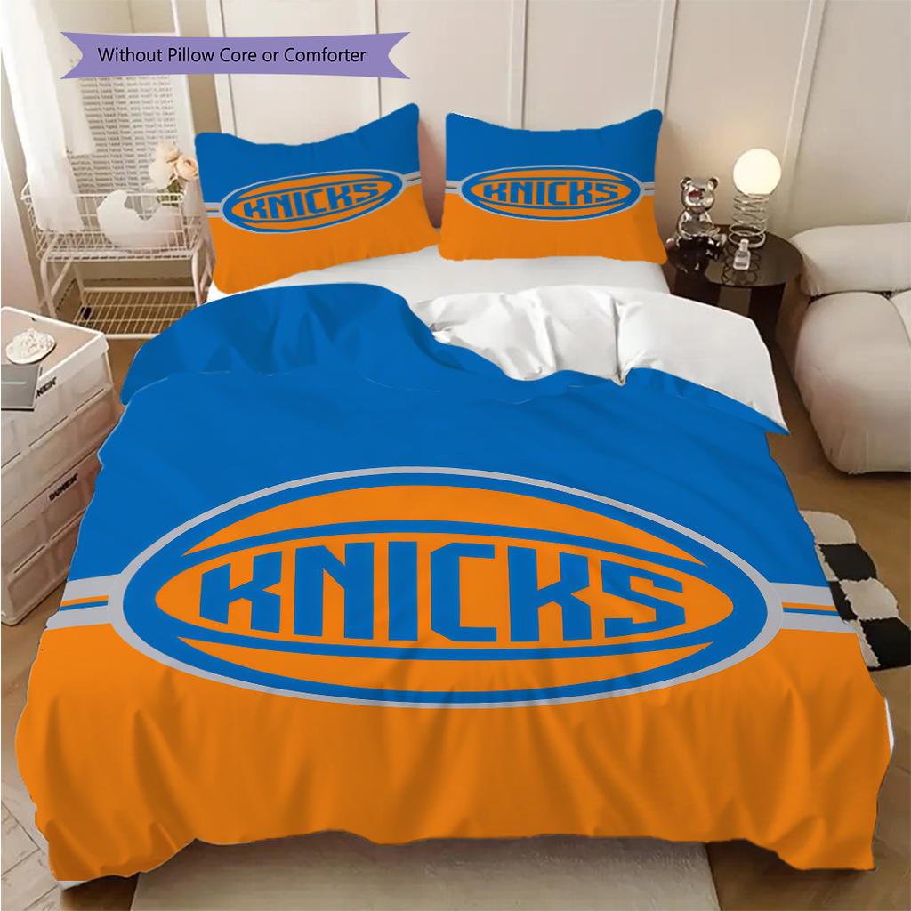Set da tre pezzi con spirito da basket dei New York Knicks(1 * copripiumino + 2 * federa, senza nucleo)Set biancheria da letto Morbido e confortevole