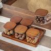 Quality Glass Sealed Canister Kitchen Food Storage Bottles with Walnut wood Lid Jars Grains Tea Leaf Coffee Beans Candy Jar