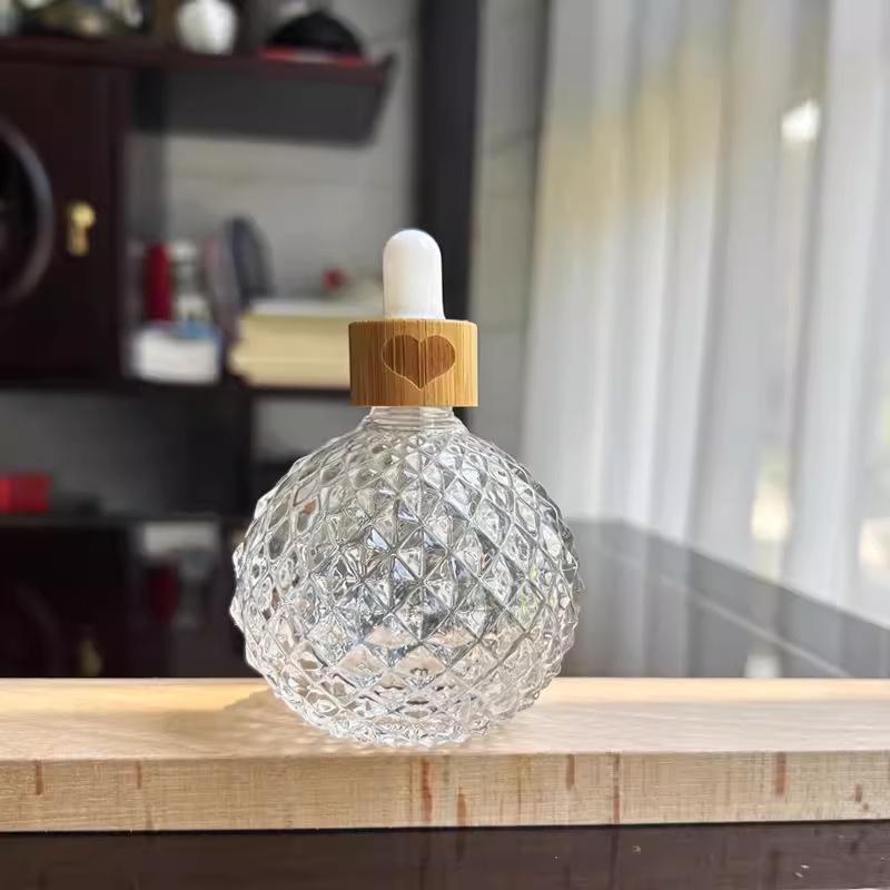 100ML Large Capacity Glass Essential Oil Dropper Bottle with Bamboo Lid