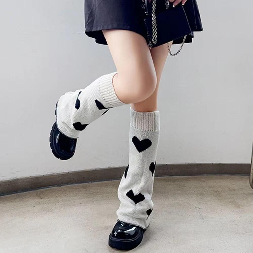 Gothic Cross Knitted Socks Punk Style Leg Cover Socks Long Socks Boot Cuffs  Lolita Style