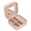Portable Jewelry Box PU Leather Travel Jewelry Organizer Storage Case with Mirror Velvet Lining for Women