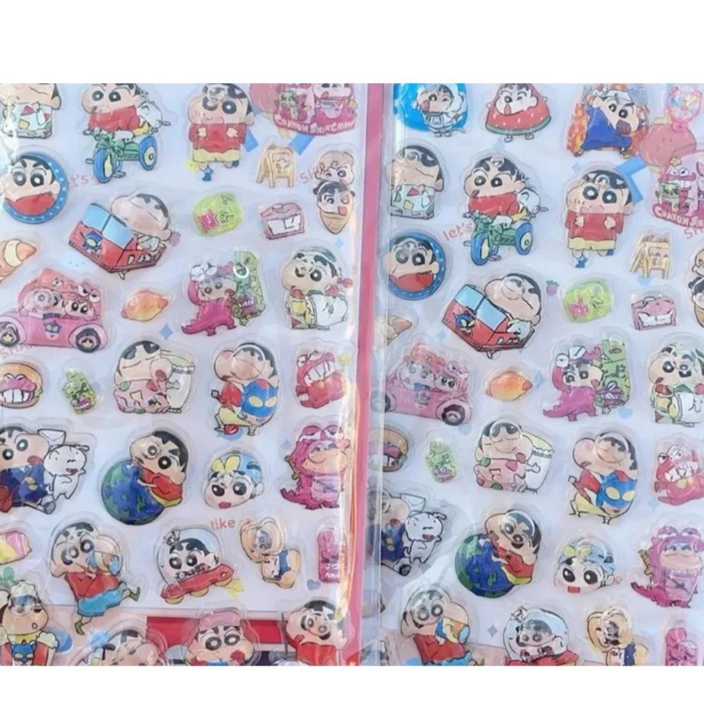2025Kawaii Crayon Shin Chan Cartoon 3D PET Relief Water Sticker Cute DIY Mobile Phone Case Decoration Sticker
