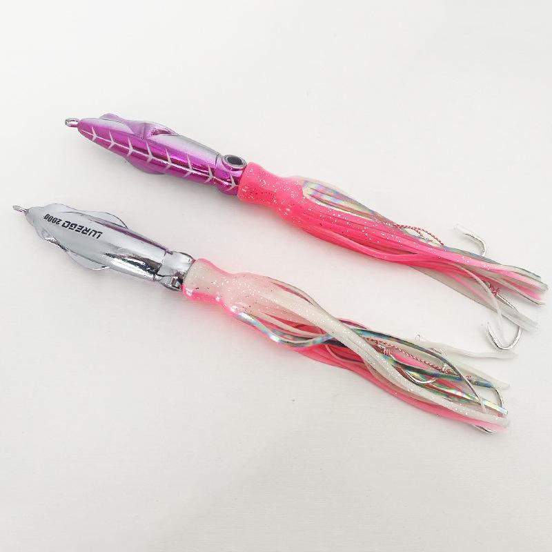Leuchtende galvanisierte Oktopus-Tintenfisch-Köder, Doppelhaken, 60-200g Blei-Fisch Eisenplatten-Köder.