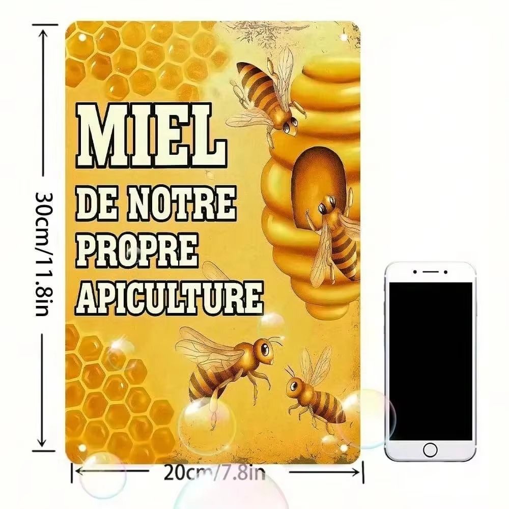 Metal Gnome with Bee Sign 2D Flat Garden Decor Outdoor Wall Art 20x30 cm