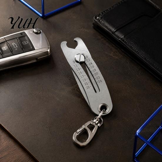 Stainless Steel Thread Gauge Portable Size Checker Keychain, Precise Bolt Sizer Gauge, Nut Bolts Finder Verification Tool