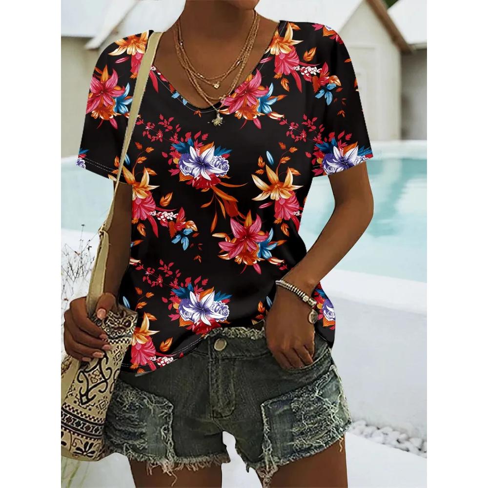 Comfortable Versatile Top Women s V-Neck Short Sleeve Fashion Loose T-Shirts Women’s S