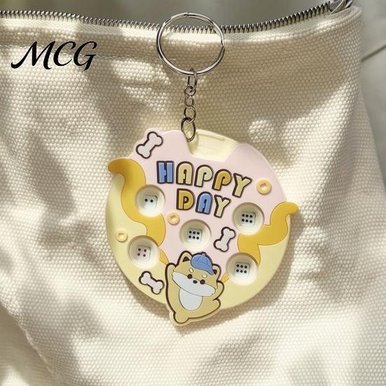 Colorful Keychain Pendant Pendant, Cartoon Macaron Patterns Key Chain with Metal Ring, Press Spin Dice Wheel Mini Games Educational Toy, Portable