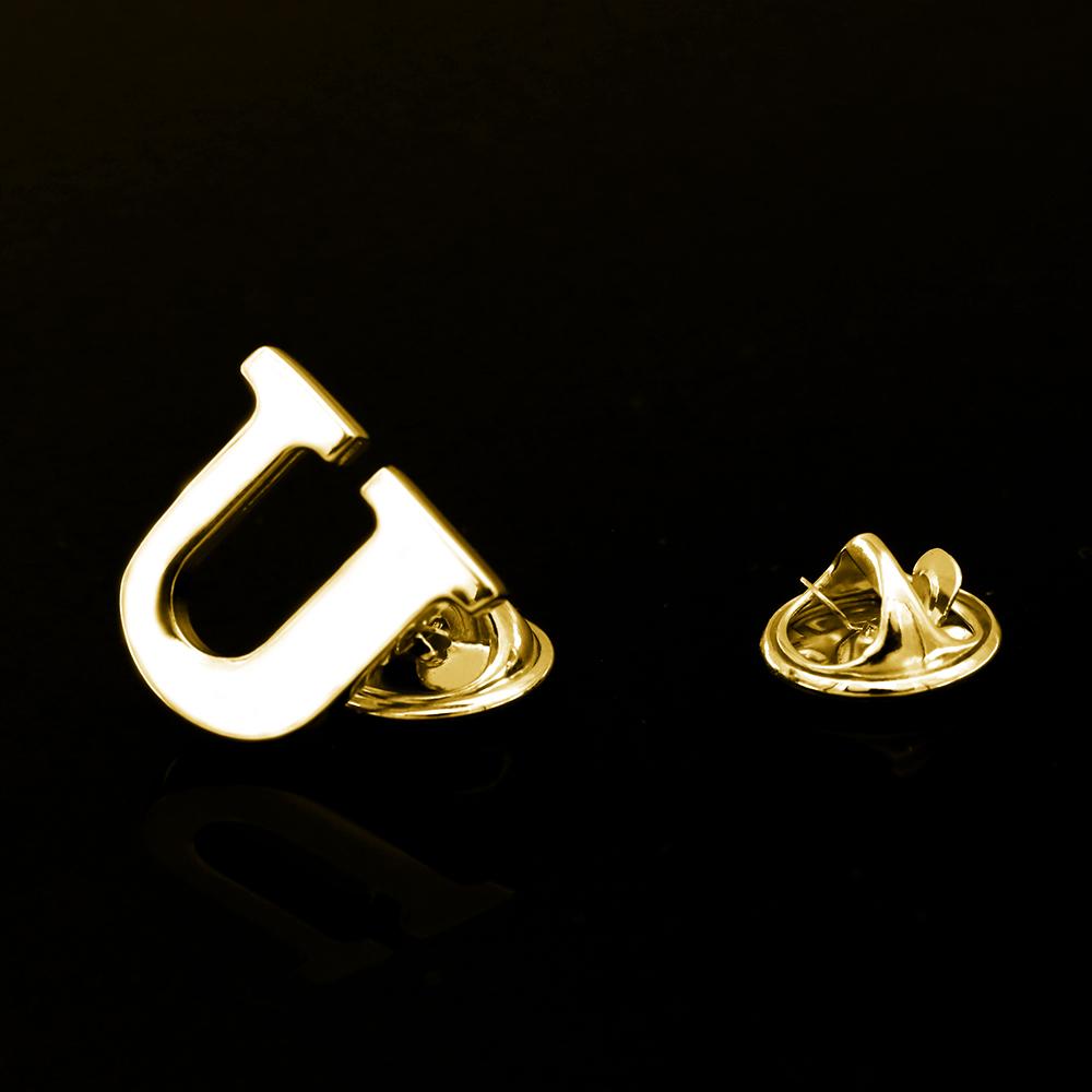 Quality Brass Initial A To Z 26 Letters Pin Golden Color Fashion English Symbol Design Men'S Suit Collar Lapel Brooch Pin