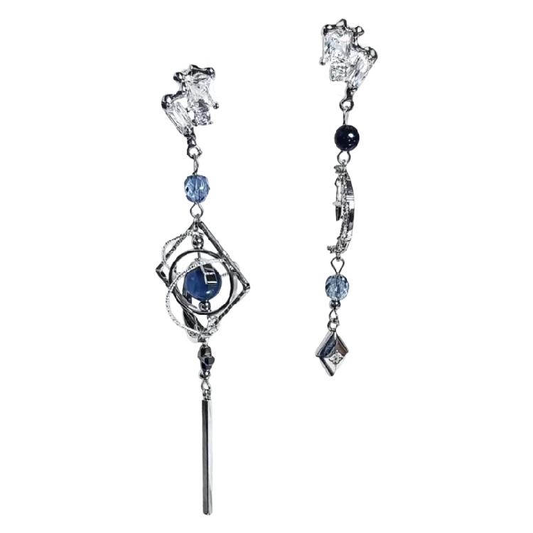 

Beautiful Metallic Star And Moon Dangle Earrings Featuring Polished Zircon Stones And Long Chains Elegant Ear Pendant 1
