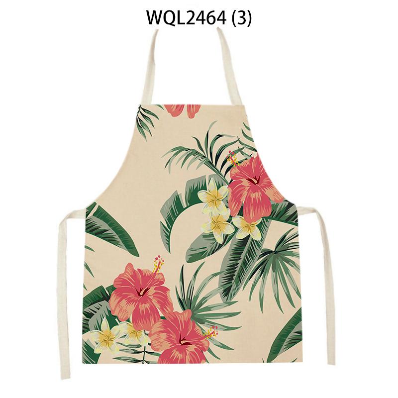 Tropical Plants Pattern Kitchen Aprons for Women Men Cooking Linen Sleeveless Animal Zebra Monkey Apron Baking Accessories Bibs