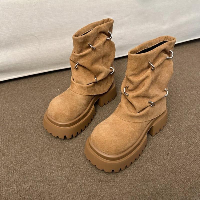 Women Ankle Boots New Autumn Winter Fashion Thick with 2024 High Quality Wear Resistant Round Head Outdoors Women's Shoes