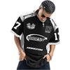 Mens Loose Fit Street Racing T-Shirt With 3D17 Print Quick-Dry Cotton Blend Casual Wear
