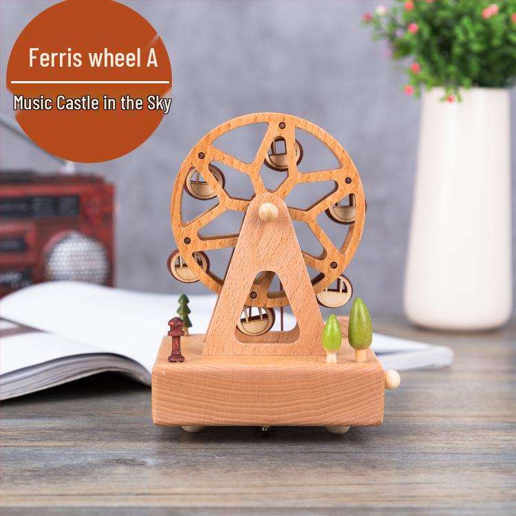 Wooden Carousel Music Box – Creative Solid Wood Home Decor & Valentine's Day Gift