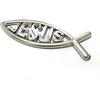 MEETCUTE 2pcs Jesus Fish Decal Sticker Silver,3D Car Chrome Decal Emblem Sticker Religious God for Jesus Christian Fish Symbol