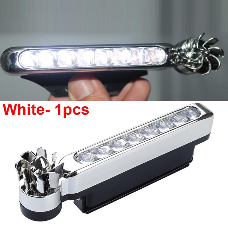 

Wind Powered LED Car DayTime Lights Creative Auto Auxiliary Running Lights Rotation Fan Lamp Automobile Day Time Headlights White- 1pcs