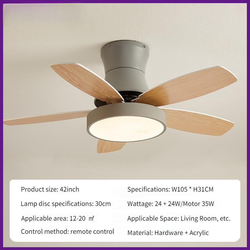 Ventilator de Plafon Electric 36/42/48 Inch cu Lumină Spectru Complet Lemn Masiv Lămpi Ventilator de Plafon Dormitor Silențios Ventilator de Plafon LED