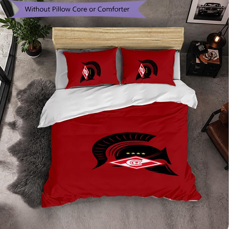 Spartak Moscow 3 Piece Bedding Set Soft Duvet Cover Set with Pillowcases Printed Bedroom Decor Set for Home