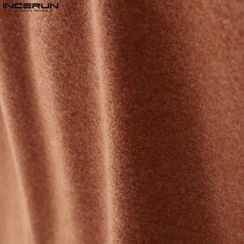 INCERUN Oversized Men V Neck Long Sleeve Buttons Up Drawstring Knit Cardigan Tops