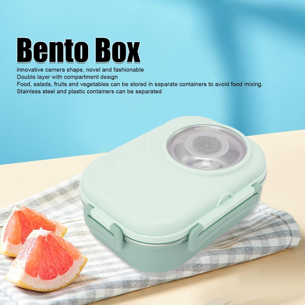1450ml Lunch Storage Container 3 Compartment Thermal Lunch Box Double Layer Container For Travel