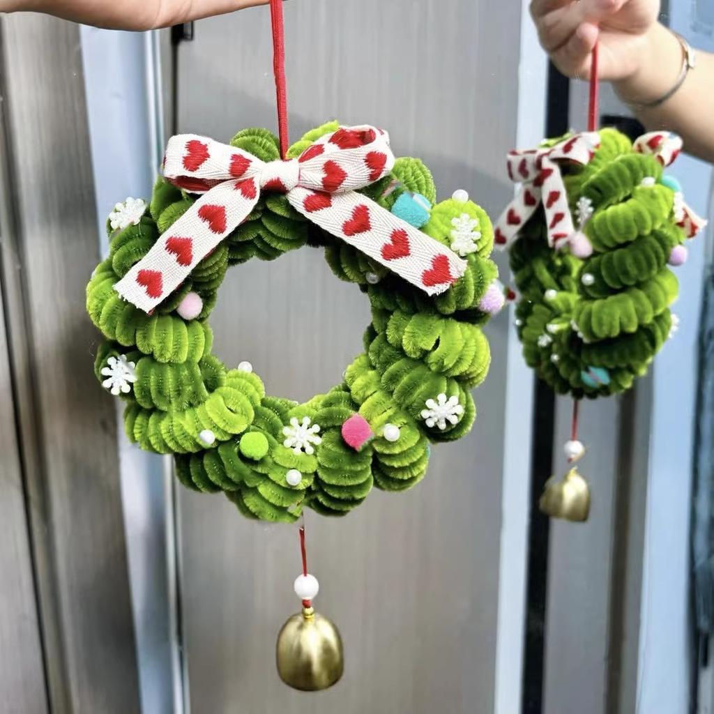 DIY Handgemachter Weihnachts-Türkranz Dekoration Hängende Ornamente Glockenanhänger Eltern-Kind Bastelmaterialbeutel Für Festliche Atmosphäre