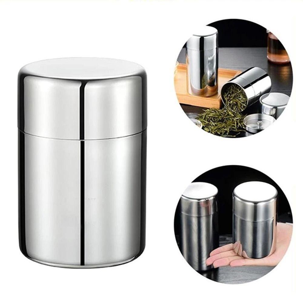 Large Capacity Tea Jar Stainless Steel Storage Box Portable Tea Tin for Home&Travel