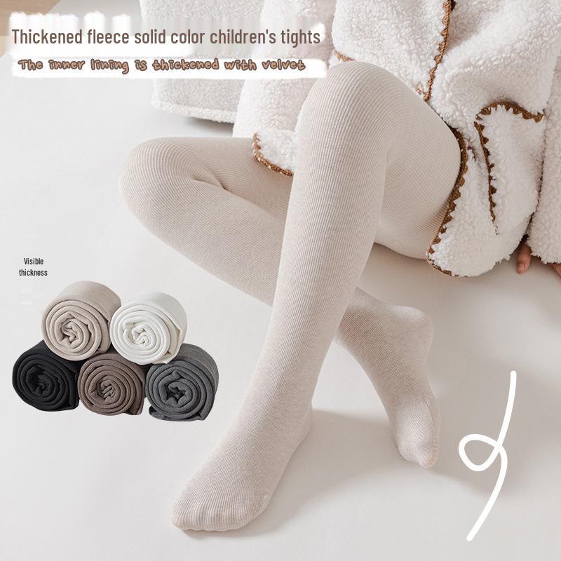 Children's Winter Fleece-Lined Cotton Leggings with Hip-Lifting Lambskin, Warm Nine-Point Design