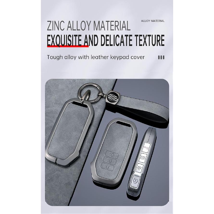 Key Fob Cover Fit for Kia EV6 GT-Line K8 V6 Zinc Alloy Key Case with Keychain Key Shell Protector 7 Button