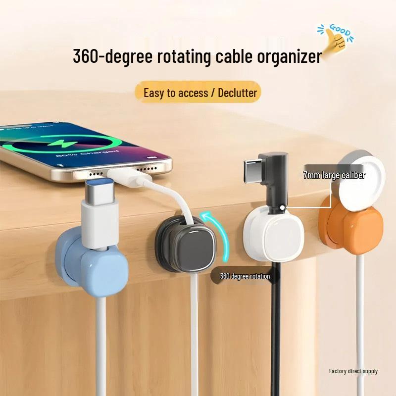 Rotating Desktop Cable Organizer: Mobile Phone Charging and Management Clip