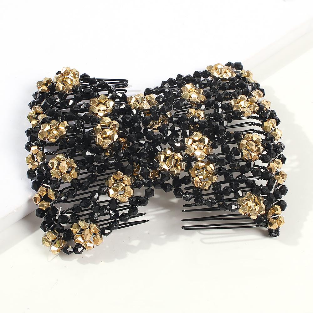 Peigne Magique Vintage Double Pince Extensible Épingles à Cheveux Perles pour Coiffure Femme