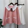 Splicing Lace Imitation Mink Fleece Sweater Jacket for Women's Autumn and Winter New Sweet Age-reducing Knitted Cardigan for Women
