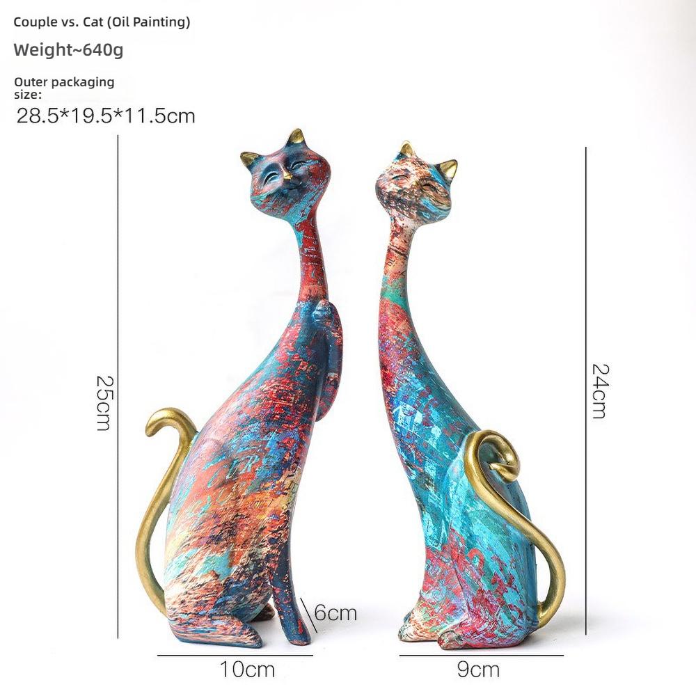 

Couple Cats Resin Statue - Romantic Oil Painting Style Sculpture Valentines Gift for Her, Anniversary Home Decor with Love Theme