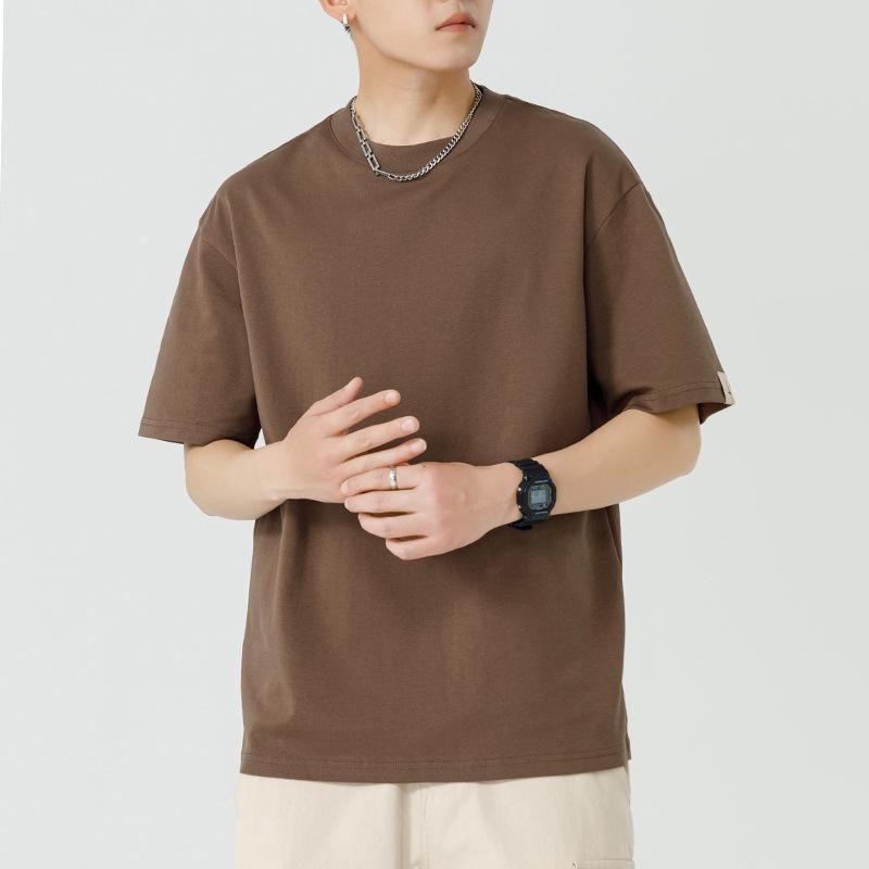 Men's Loose Fit Minimalist Crew Neck Solid T-Shirt, Summer Short Sleeve
