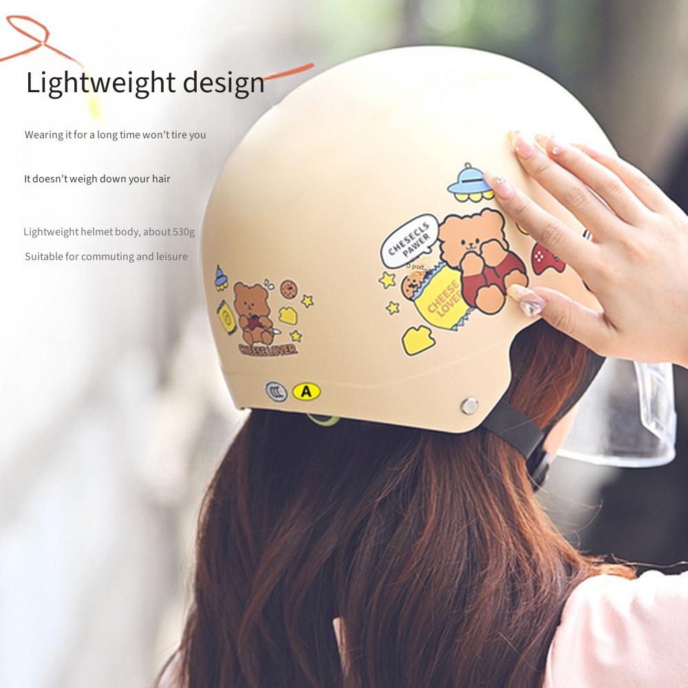 Dual-Visor Half Helmet for Electric Motorcycle Scooter, All-Season Sun Protective Safety Riding Helmet for Men Women