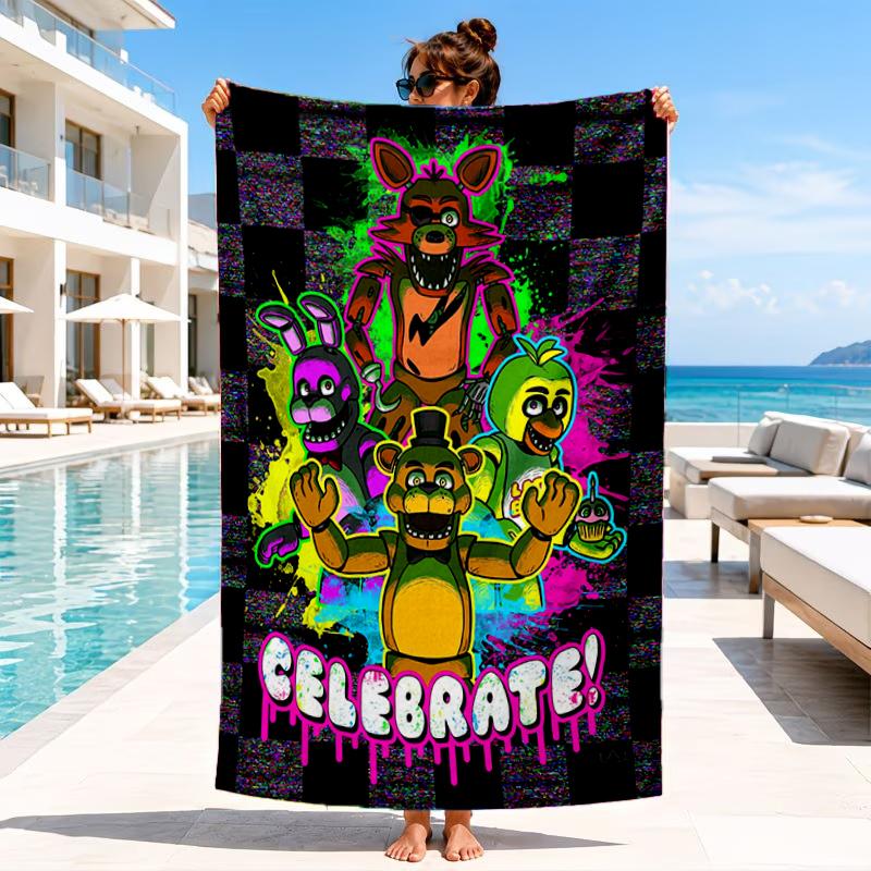 Fnaf Character Collage Beach Towel, Microfiber Beach Towel, Perfect For Pool, Beach, Travel, Home Decor Beach Party Fan gifts