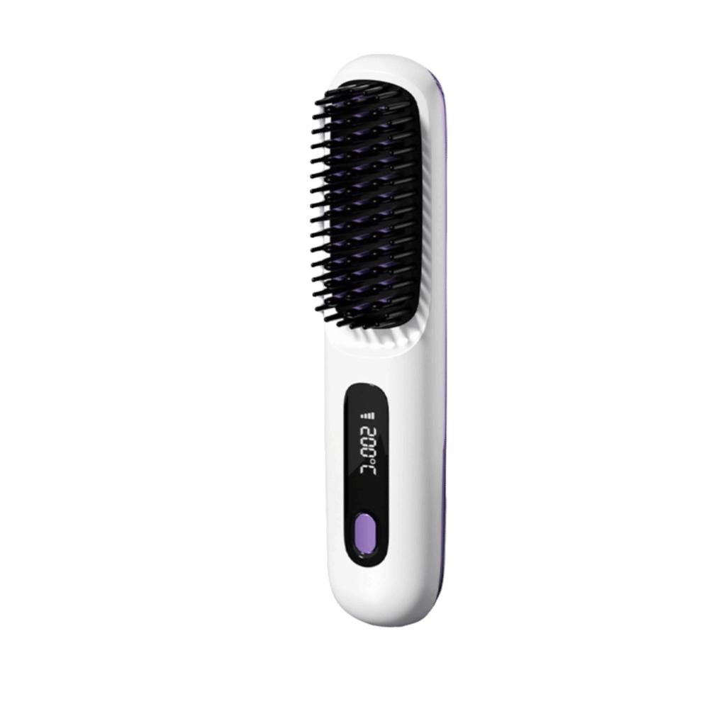USB Charging Ceramic Heated Hot Brush Cordless Electric Heated Hair Comb  for Women белый
