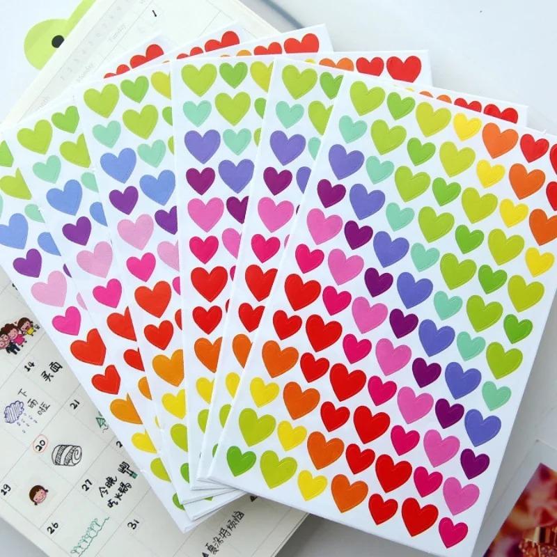 6 Sheet Small Fresh FUNNY Color Love Five Pointed Star Paper Decorative Sticker Thank You Stickers Kawaii Art Supplies