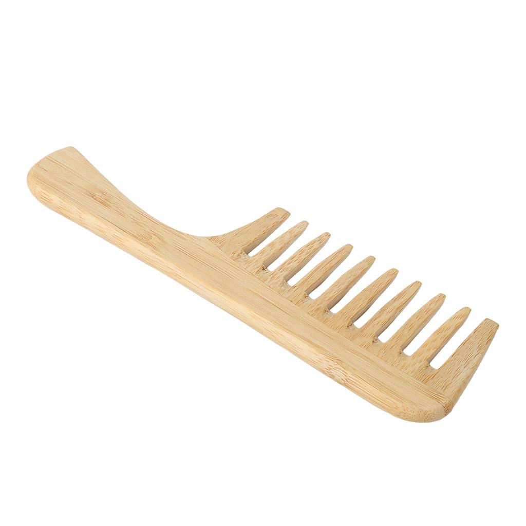 Bamboo Wide Tooth Comb with Handle Large Tooth Anti Static Curly Hair Shampoo Detangling Hair Comb