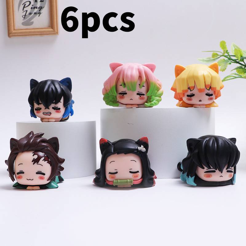 

6 шт. фигурки и модели из аниме «Клинок, рассекающий демонов», мультяшные игрушки, украшение для рабочего стола