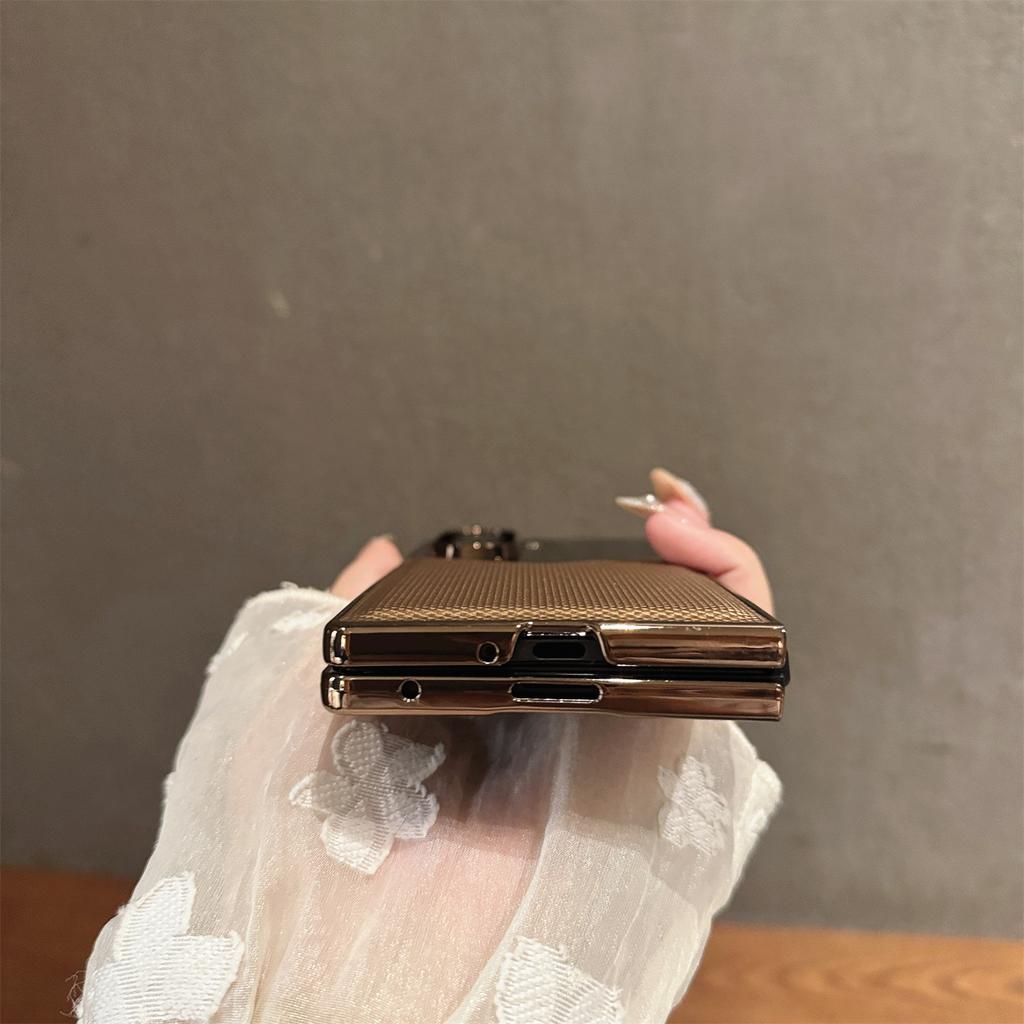 For Samsung Galaxy Z Fold7 5G Case Genuine Cow Leather+PC Contrast Design Phone Cover with Screen Protector