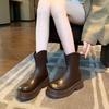 11-Platform Thick Heel Martin Boots Big Tube Circumference New Versatile Retro Short Boots Widened Large Size Women's Shoes