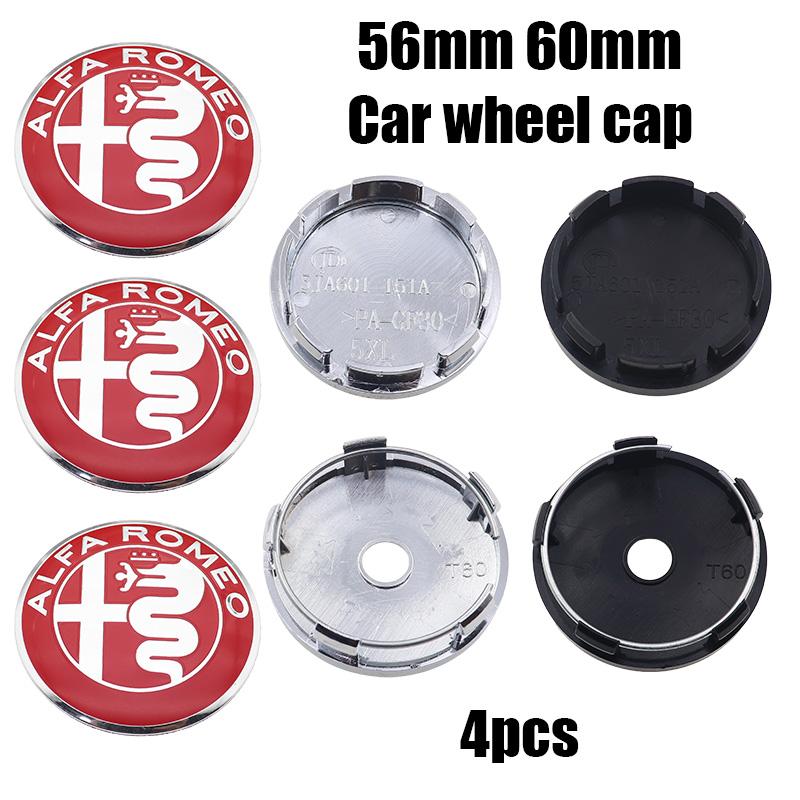 4pcs 56mm 60mm alfa romeo 3D Car emblem Wheel Center Hub auto Rim refit dust-proof badge covers cap styling accessories fw6