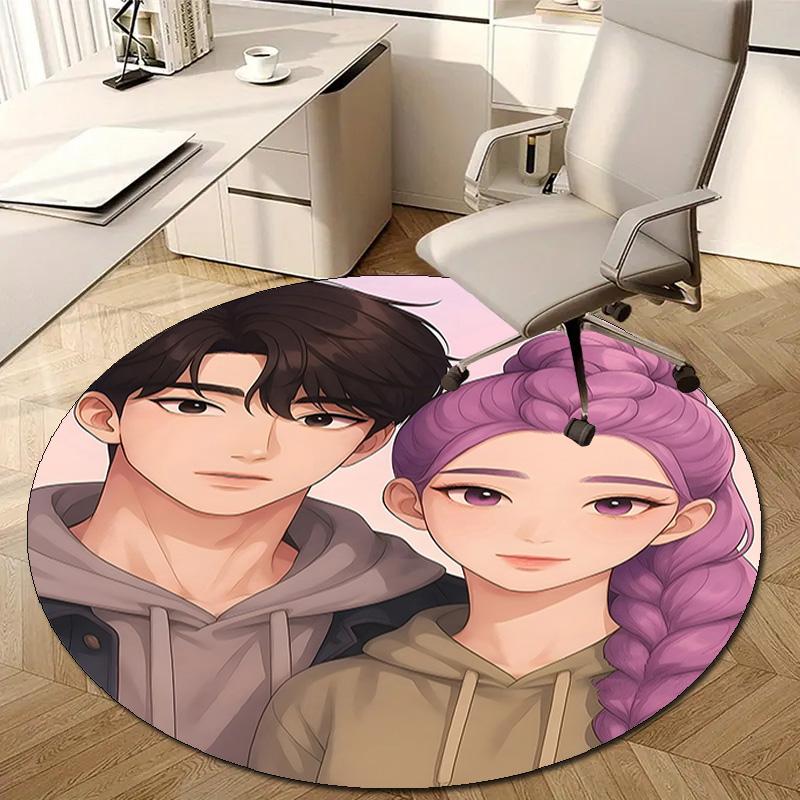 1pc KPop Demon Hunters RUMI8 Design Printed Area Round Carpet for Bedroom Living Room Home Decor Rugs Mat Non Slip Mat Rug for Bedside