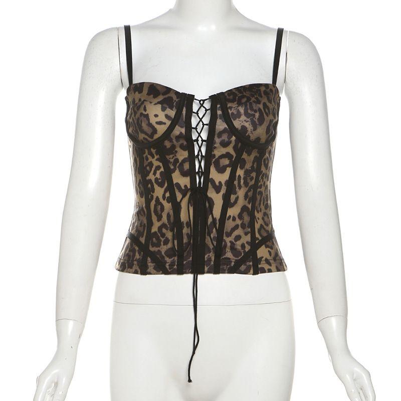 

Floral Hollow Bow Side Split Straps Tulle Brown S