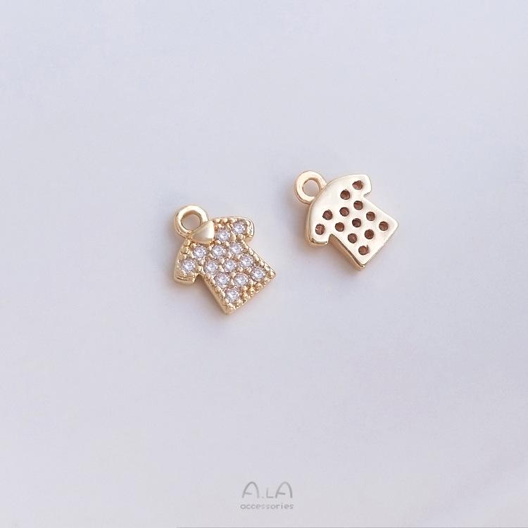 14K Gold-Filled Micro-Pave Zircon Small Charms: Girl's Business Trip Series - Handbag, Perfume, Dress, Crown DIY Pendant