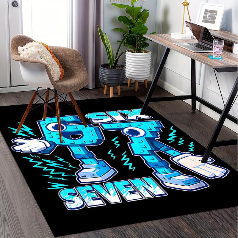 Electric Blue 67 Number Robot Chair Mat Office Carpet for Home Decor, Sofa Rug, Gift Idea for Any Room