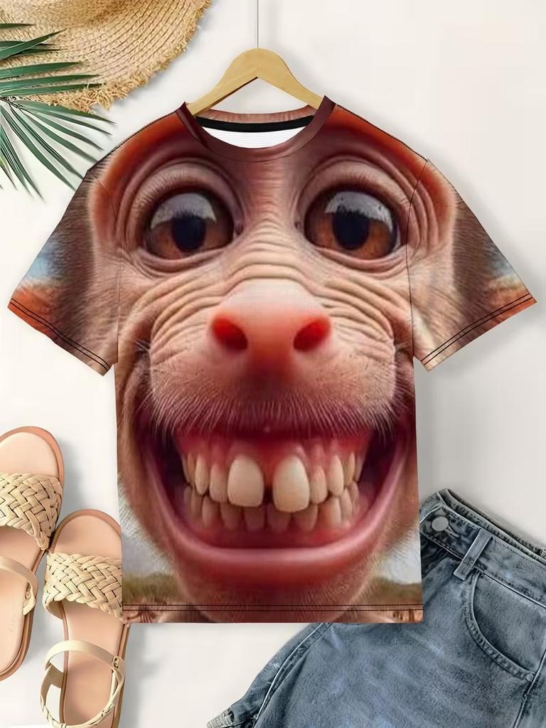 3D-gedrucktes Damen-Kurzarm-T-Shirt, Übergrößen Damenbekleidung, modisch und vielseitig, lässig, Alltagskleidung