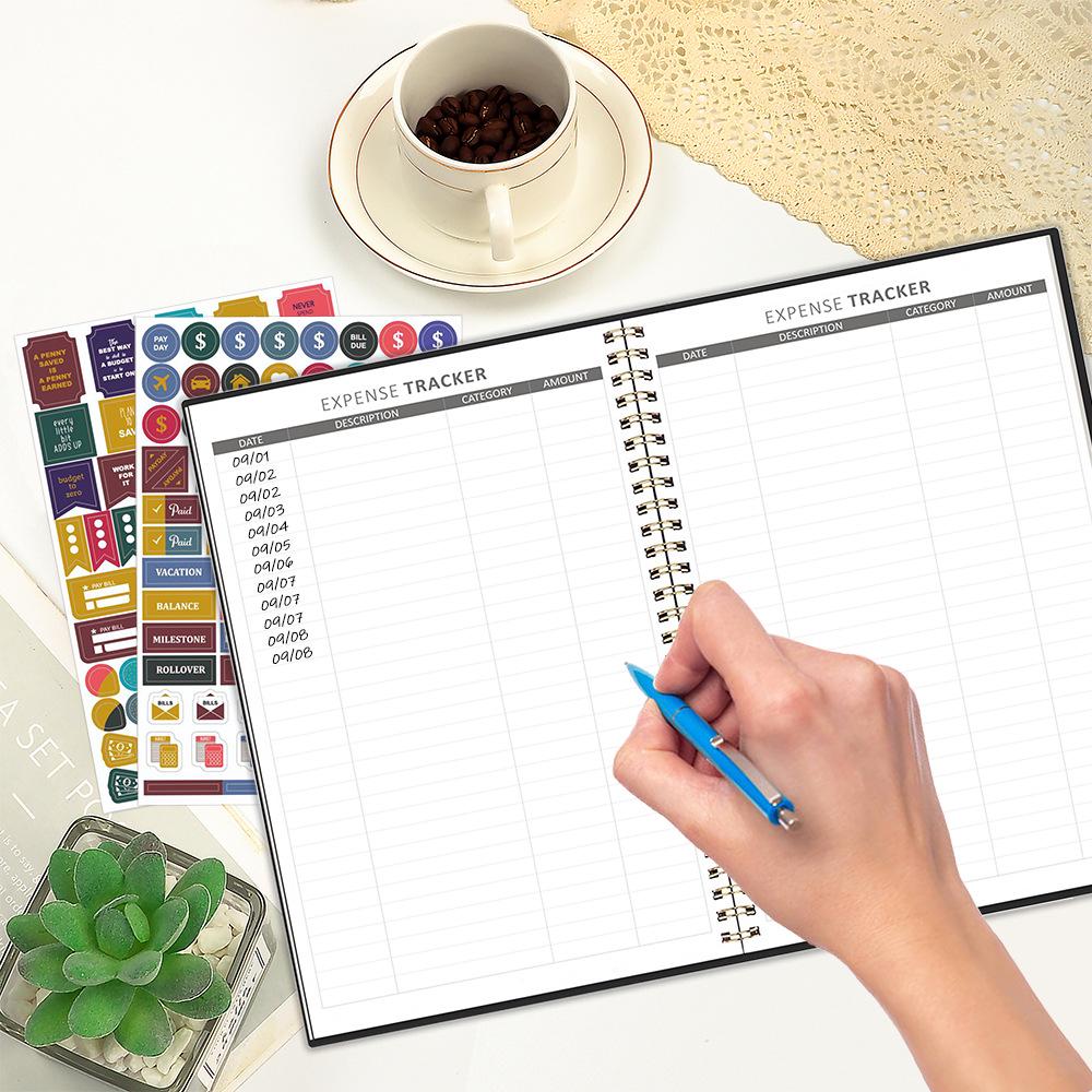 Financial Budget Notebook with Stickers: 16K Cross-border Fund Planning & Income/Expenditure Management Spiral Book