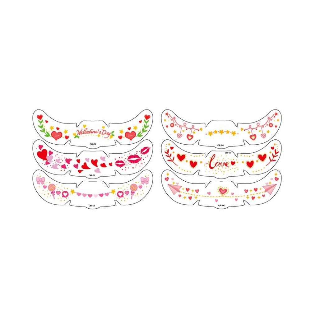 6pcs Waterproof Face Temporary Tattoos Long Lasting Makeup Stickers  Valentine's Day